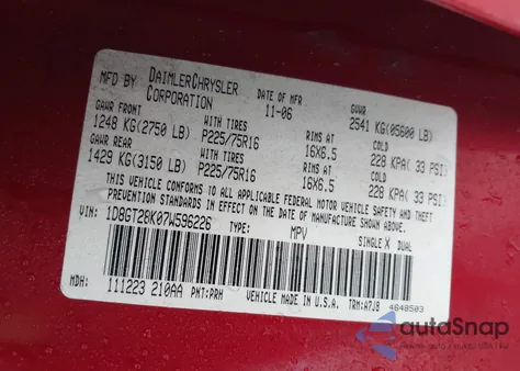 2007 Dodge Nitro Sxt z USA, uszkodzony, nr VIN 1D8GT28K07W596226